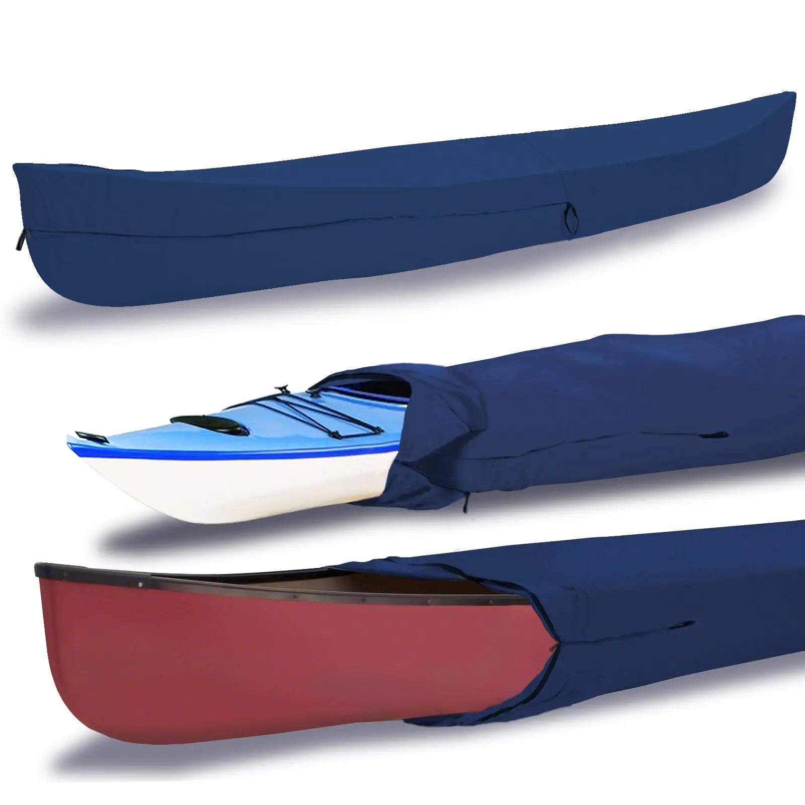 EliteShield Canoe Cover Kayak Cover; Waterproof UV Resistant Marine Grade Polyester Canoe Kayak Boat Storage Cover fits 17 ft-18 ft Long 120 Inches Girth Navy Color