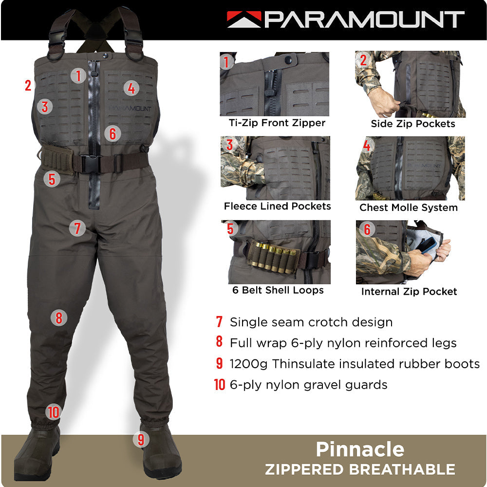 PINNACLE Zippered Breathable Camo Wader 1200g | Backcountry Sportsman