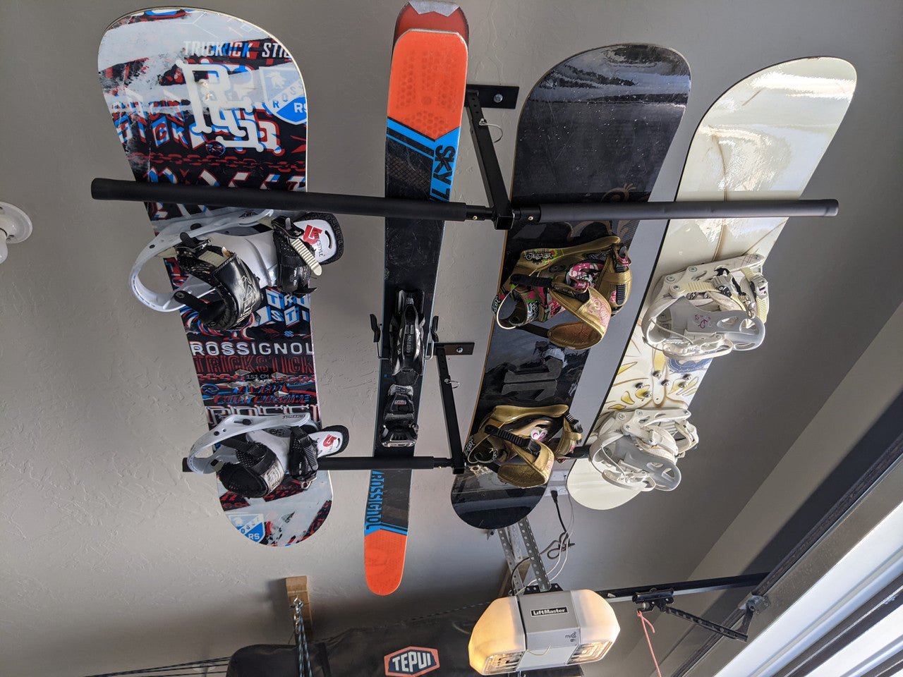 Hi-Port 2 | Ski & Snowboard Adjustable Ceiling Storage Rack | Double | Holds 150 lbs