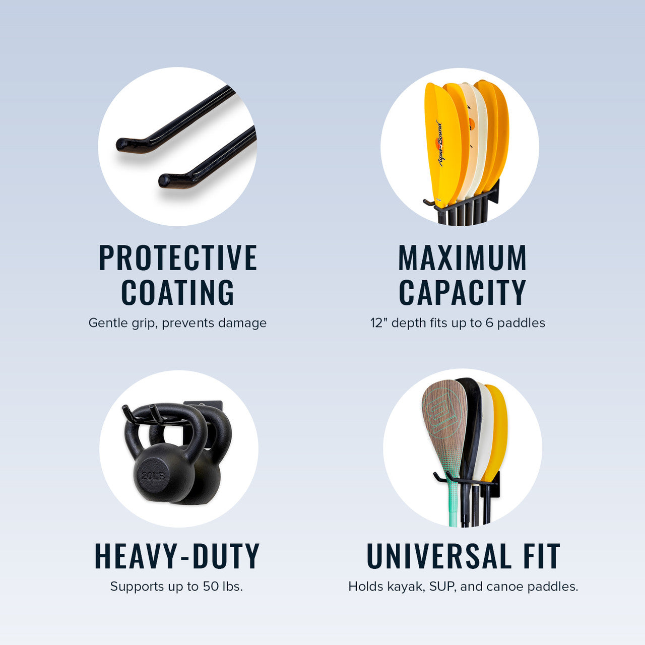 Laurel Lake Paddle Storage Wall Hook | Holds 6 Paddles | Backcountry Sportsman