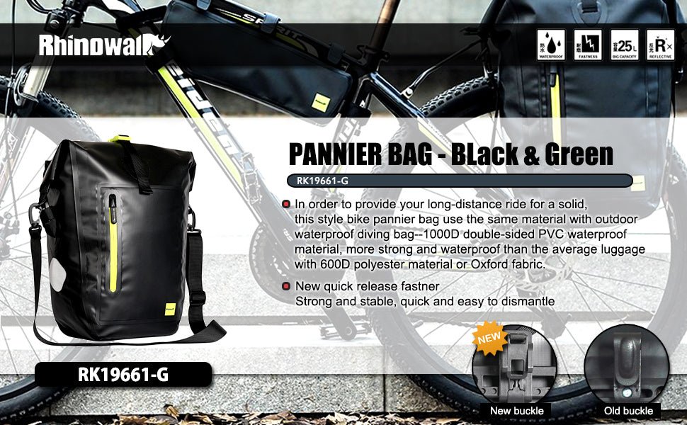 Rhinowalk Waterproof Bike Pannier Bag,(for Bicycle Cargo Rack Saddle Bag Shoulder Bag-RK19661 25L | Backcountry Sportsman