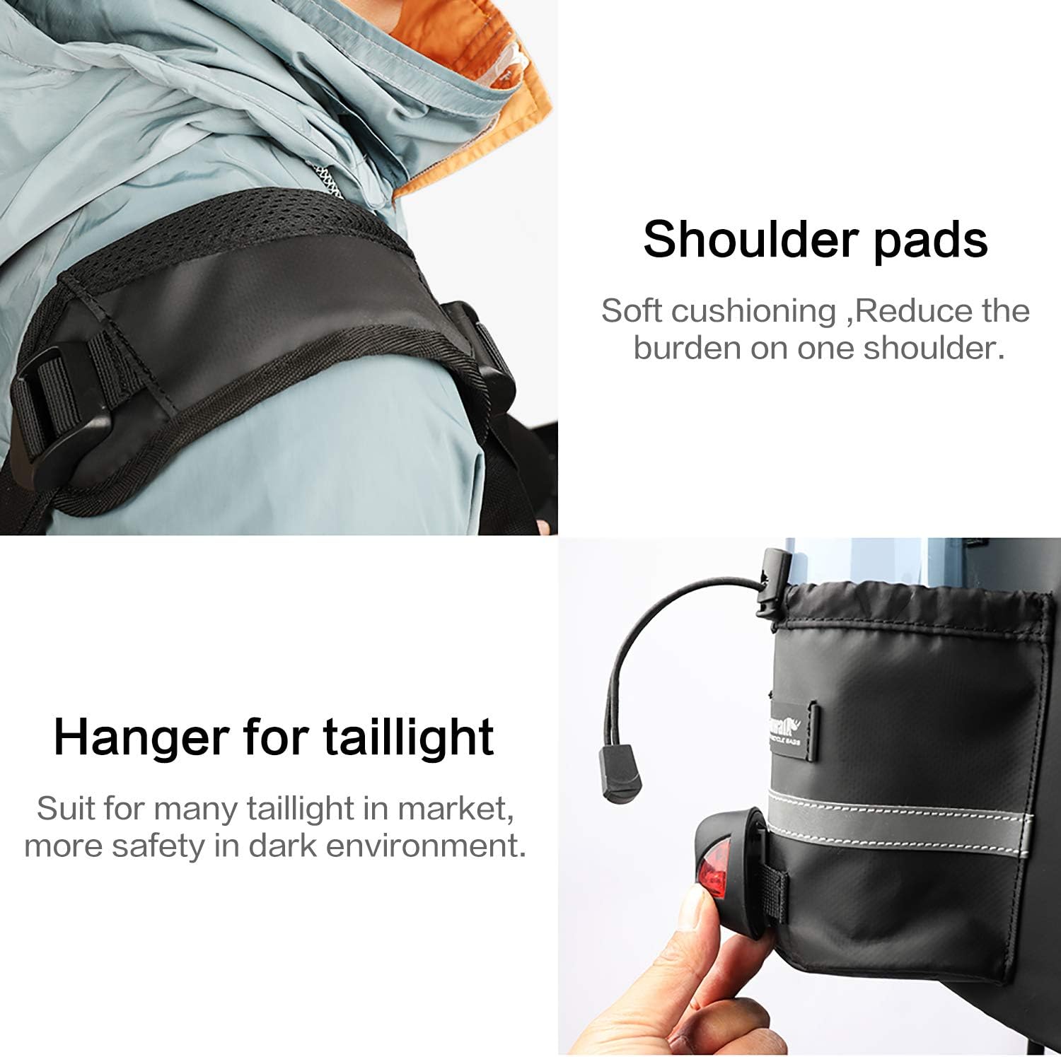 Rhinowalk Trunk Bag Bike Pannier Bag 17L for Bicycle Cargo Rack Saddle Bag Shoulder Bag Laptop Pannier Rack RK19666 17L | Backcountry Sportsman