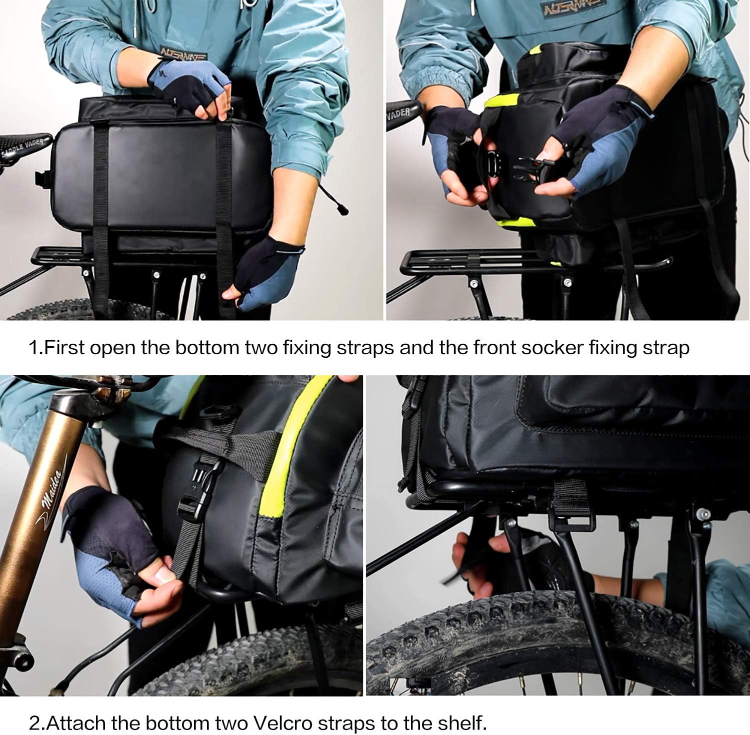 Rhinowalk Trunk Bag Bike Pannier Bag 17L for Bicycle Cargo Rack Saddle Bag Shoulder Bag Laptop Pannier Rack RK19666 17L | Backcountry Sportsman