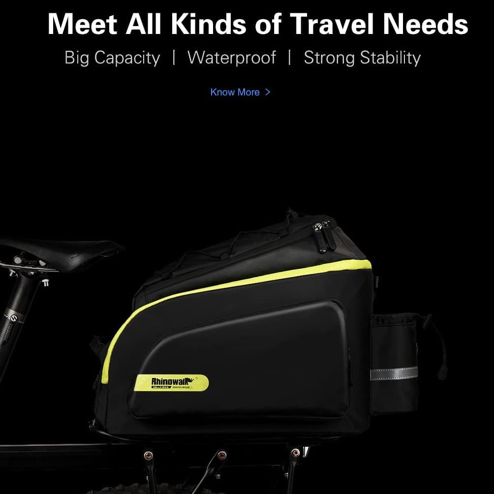 Rhinowalk Trunk Bag Bike Pannier Bag 17L for Bicycle Cargo Rack Saddle Bag Shoulder Bag Laptop Pannier Rack RK19666 17L | Backcountry Sportsman