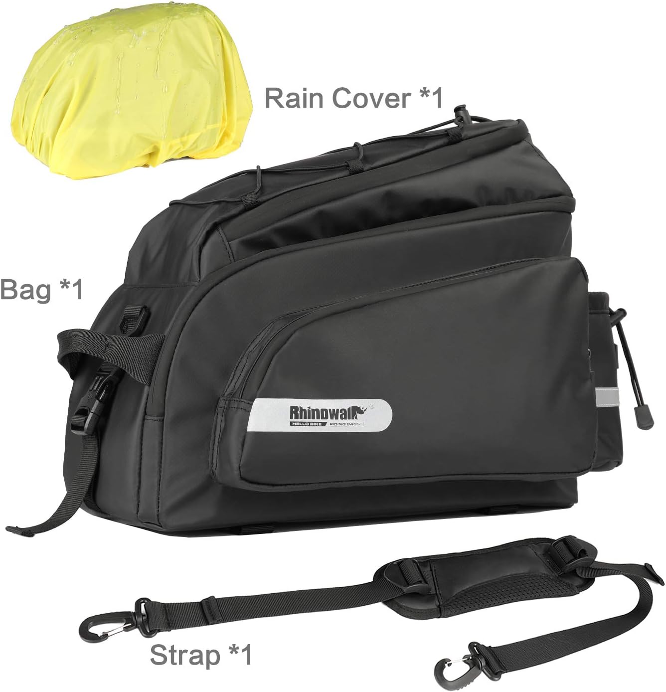 Rhinowalk Trunk Bag Bike Pannier Bag 17L for Bicycle Cargo Rack Saddle Bag Shoulder Bag Laptop Pannier Rack RK19666 17L | Backcountry Sportsman