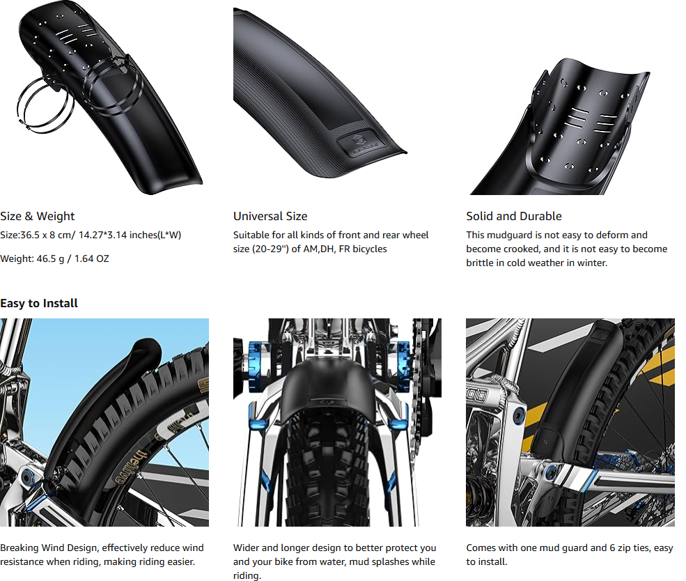 ENLEE Bike Fender, Bicycle Mudguard, | Backcountry Sportsman