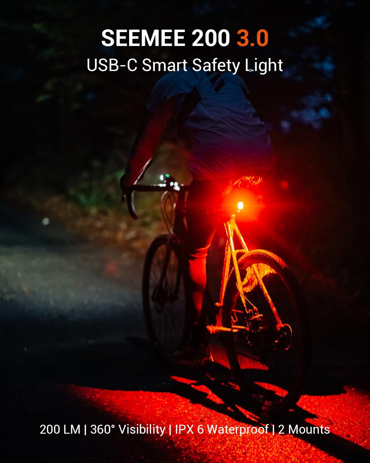 Magicshine SEEMEE 200 Rechargeable Bike Tail Lights,200 Lumens Max Output,360° Visibility Bicycle Lights, Smart Brake Sensor IPX6 Waterproof Rear Bike Lights 5 Modes for Road Urban Cyclists | Backcountry Sportsman
