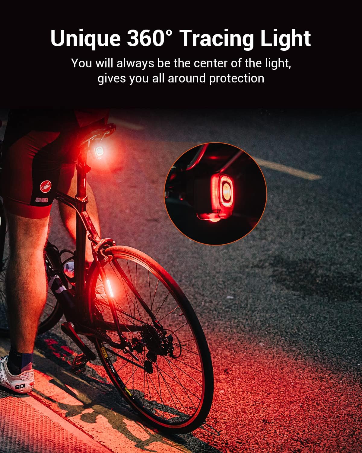Magicshine SEEMEE 200 Rechargeable Bike Tail Lights,200 Lumens Max Output,360° Visibility Bicycle Lights, Smart Brake Sensor IPX6 Waterproof Rear Bike Lights 5 Modes for Road Urban Cyclists | Backcountry Sportsman