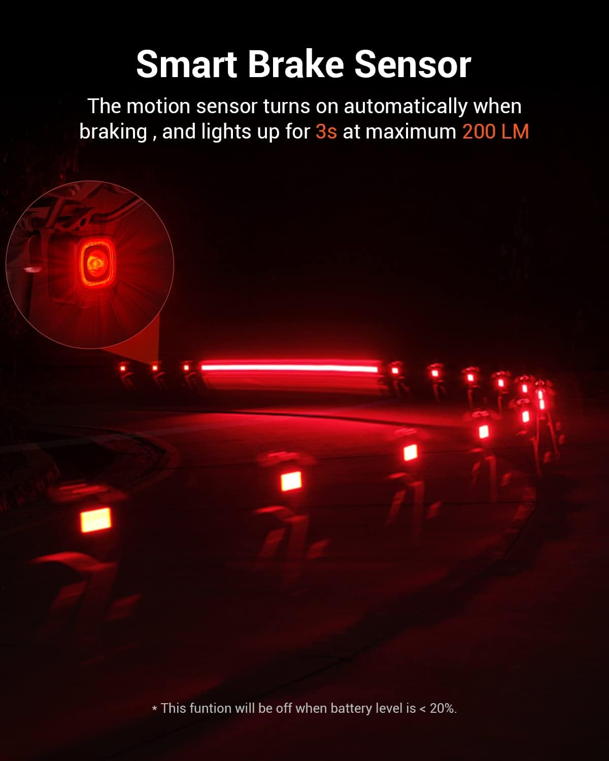 Magicshine SEEMEE 200 Rechargeable Bike Tail Lights,200 Lumens Max Output,360° Visibility Bicycle Lights, Smart Brake Sensor IPX6 Waterproof Rear Bike Lights 5 Modes for Road Urban Cyclists | Backcountry Sportsman