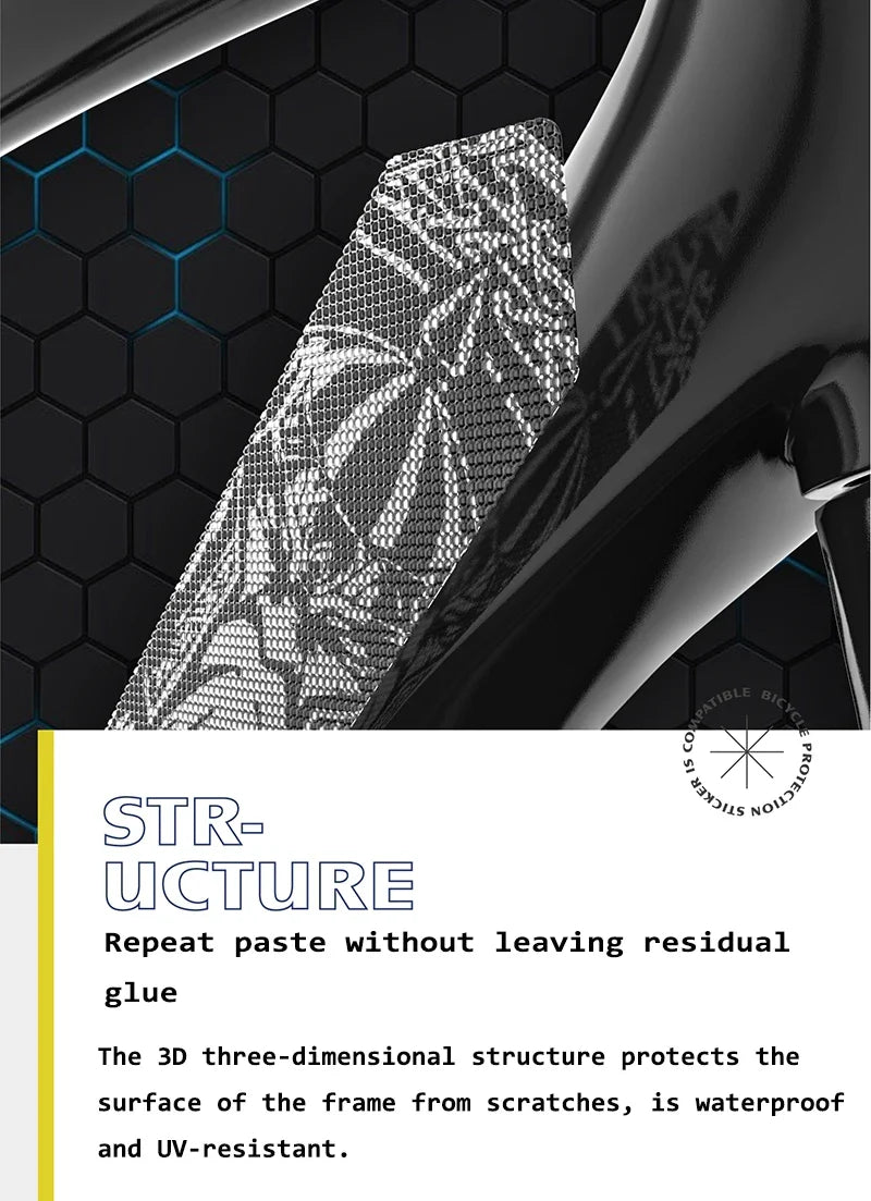 Enlee 3D Bicycle Sticker MtTB PVC Anti-Scratch Waterproof No Yellowing Protective Film Bicycle Frame Protector Accessories TM01 | Backcountry Sportsman