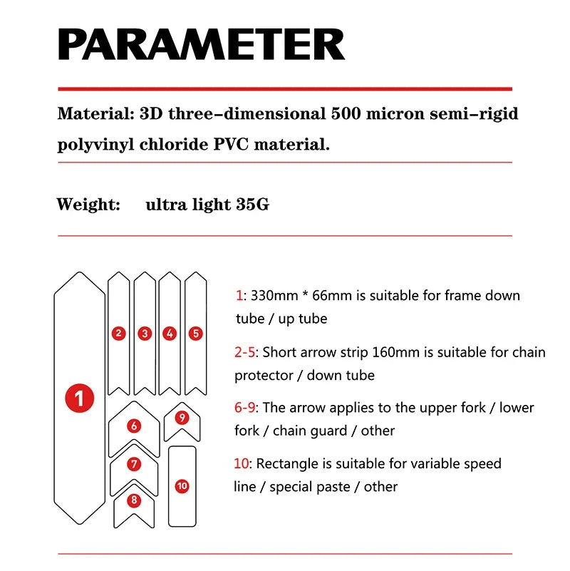 Enlee 3D Bicycle Sticker MtTB PVC Anti-Scratch Waterproof No Yellowing Protective Film Bicycle Frame Protector Accessories TM01 | Backcountry Sportsman