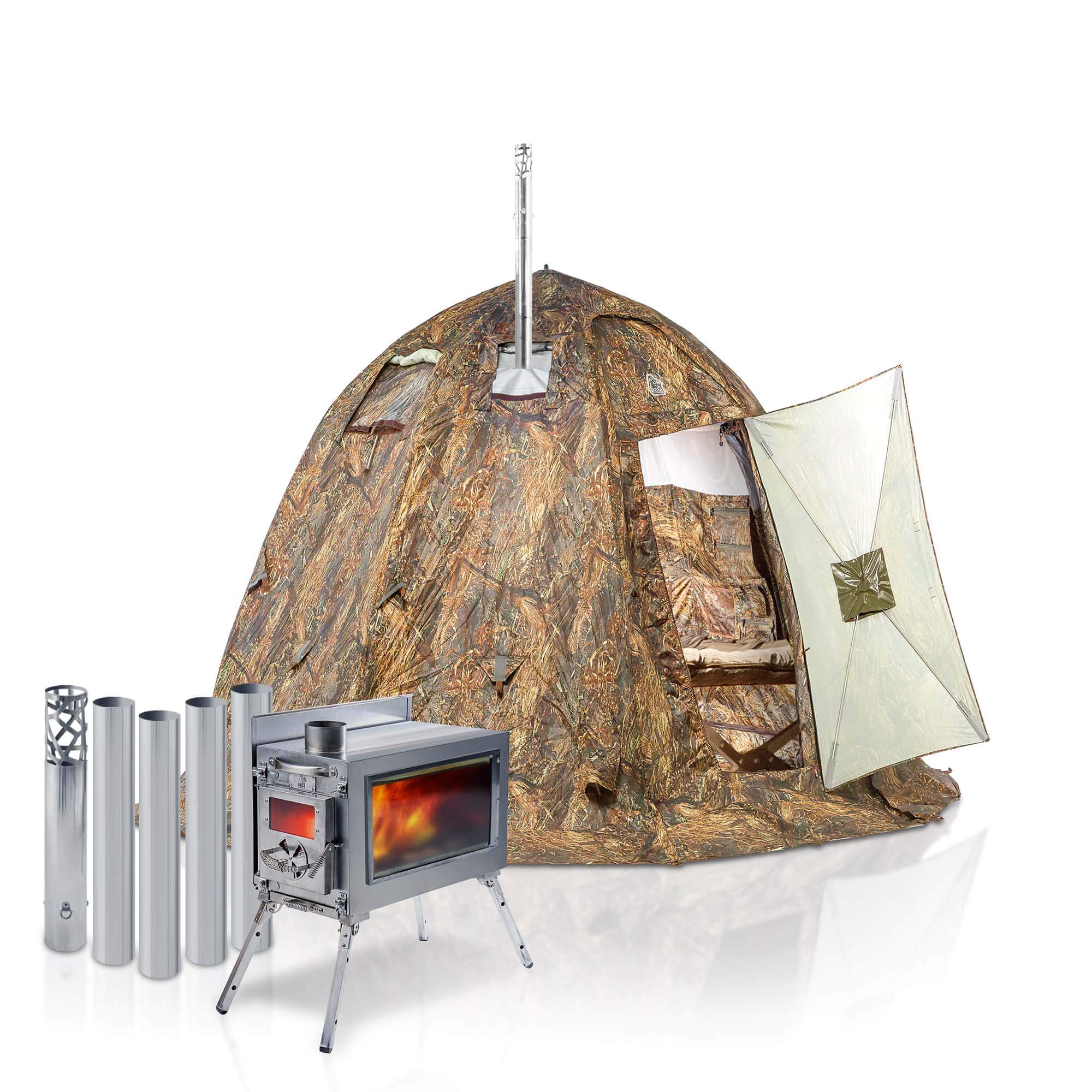 RBM All-Seasons tent  UP-2 Mini for 1-3 person + Wood Stove Caminus  S
