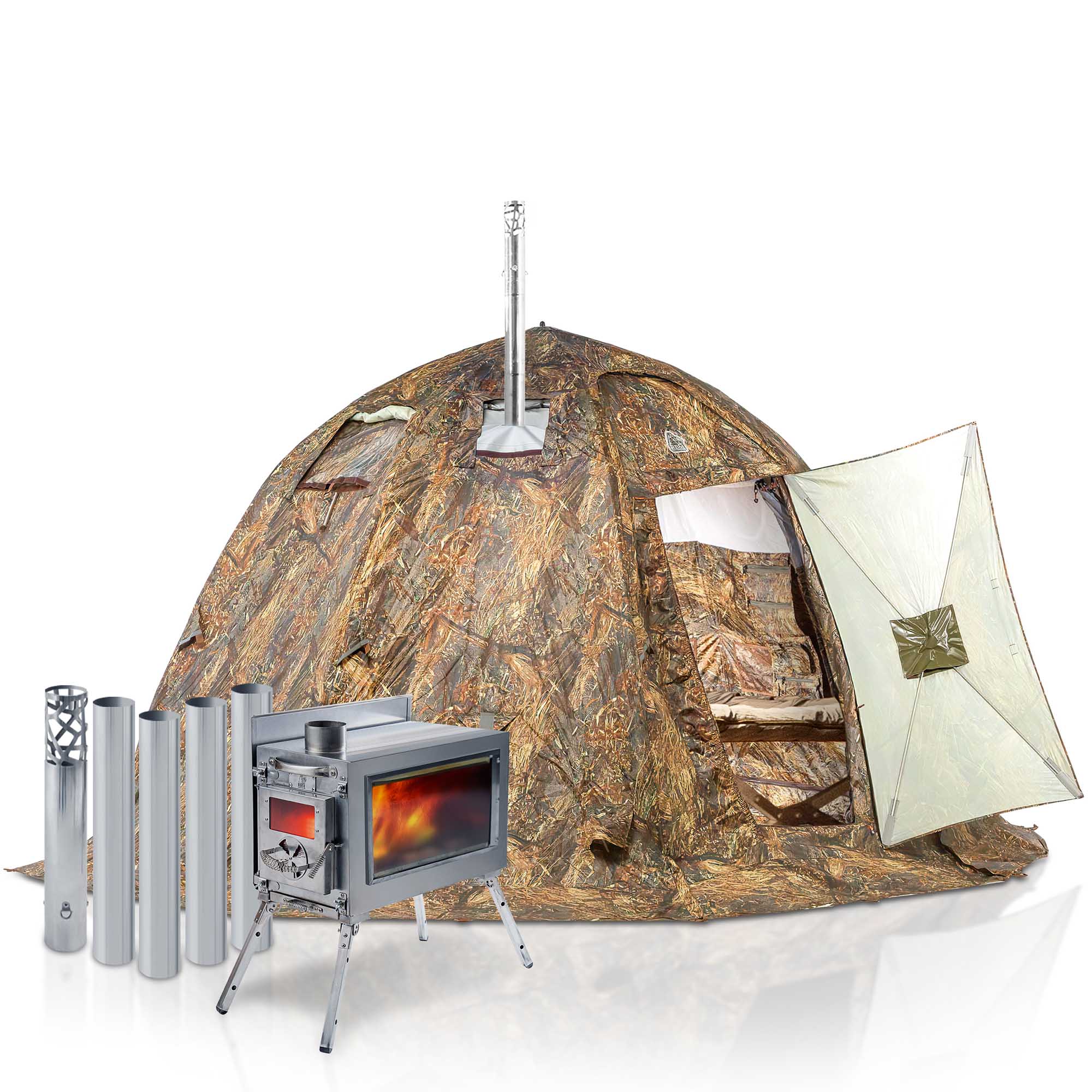 RBM All-Seasons tent  UP-2 for 2-4 person + Wood Stove Caminus M
