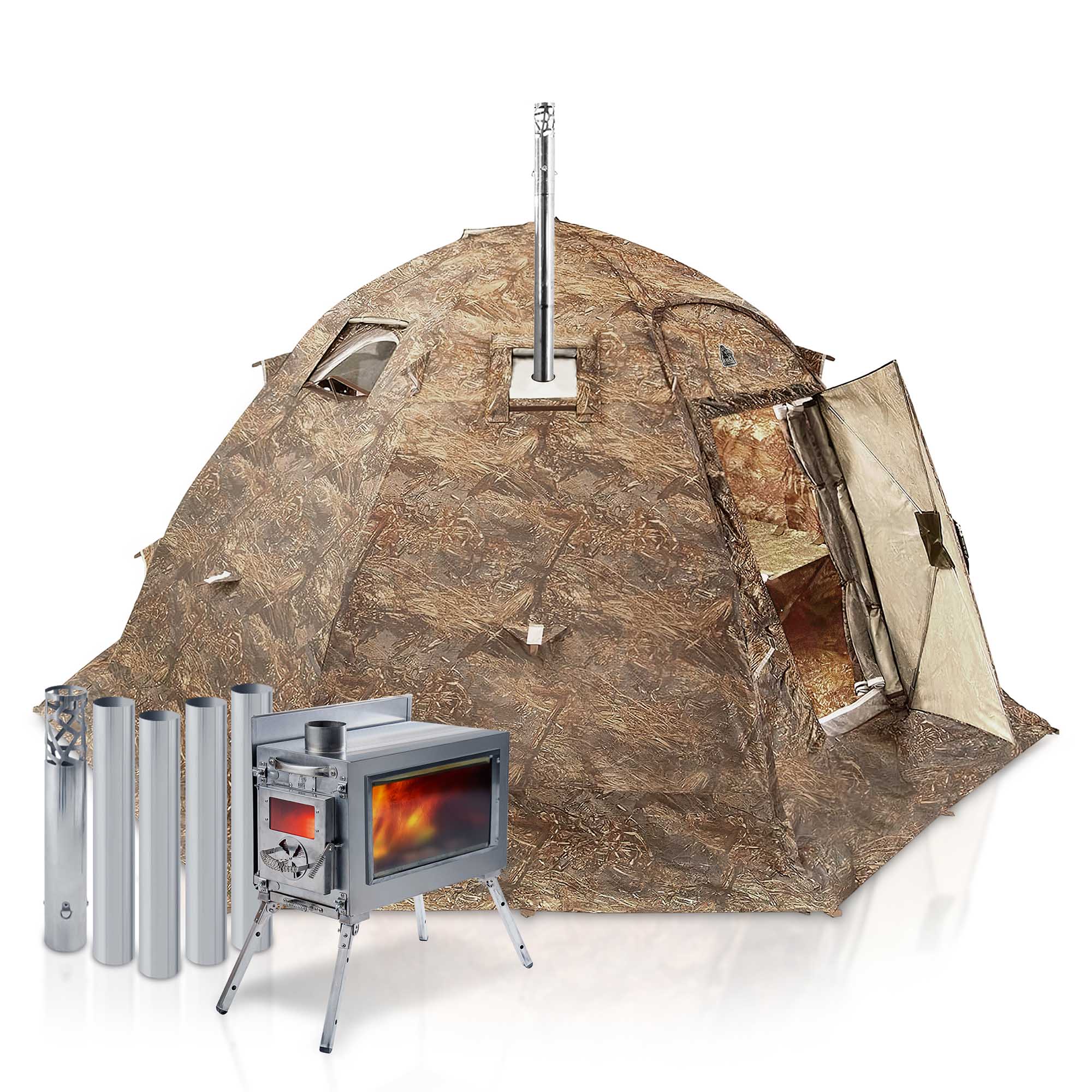 RBM All-Seasons tent  UP-5 for 2-6 person + Wood Stove Caminus M | Backcountry Sportsman