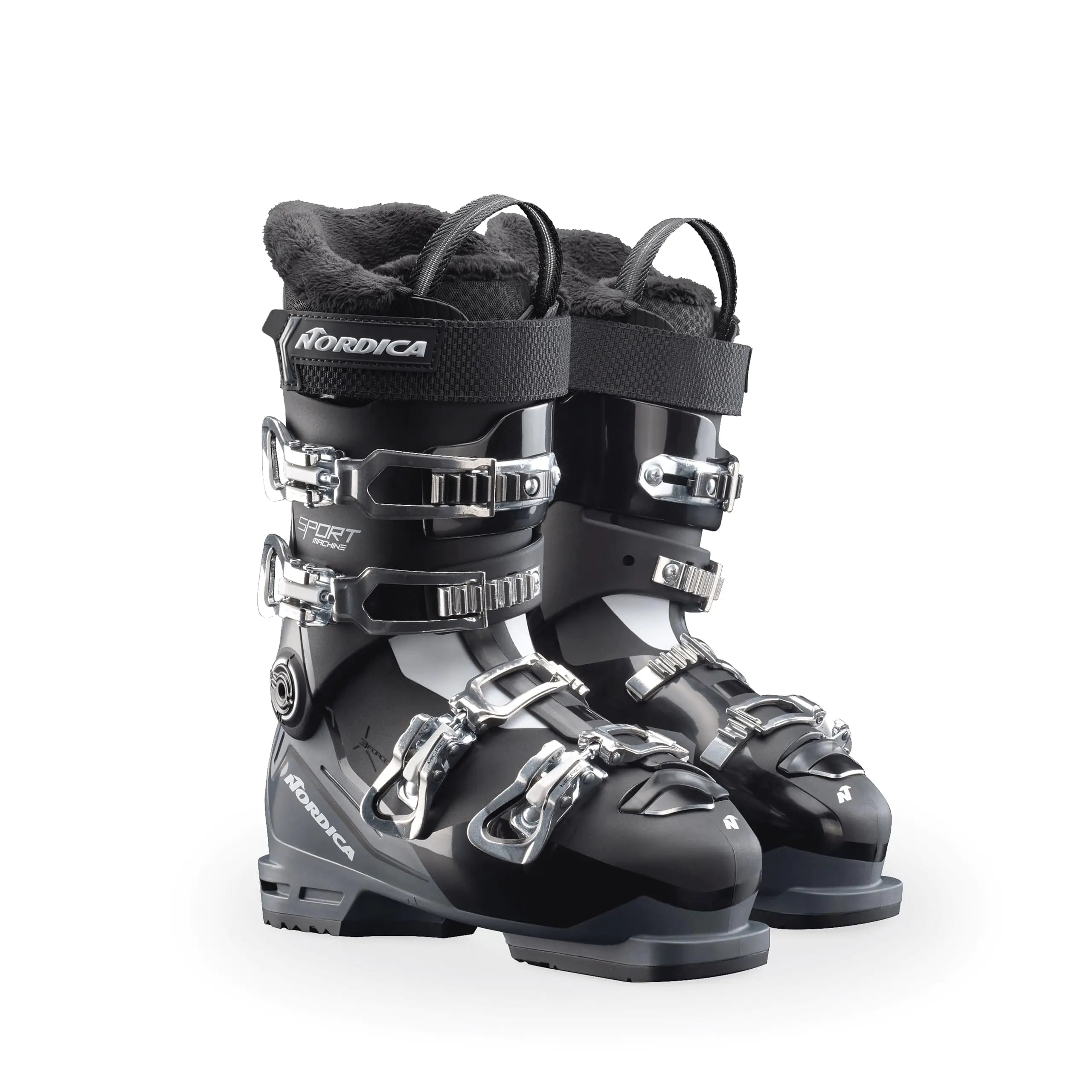 Nordica Womens Medium Wide Volume Easy-Entry All-Mountain Sportmachine 3 65 Ski Boots Black/Anthracite/White 23.5 | Backcountry Sportsman