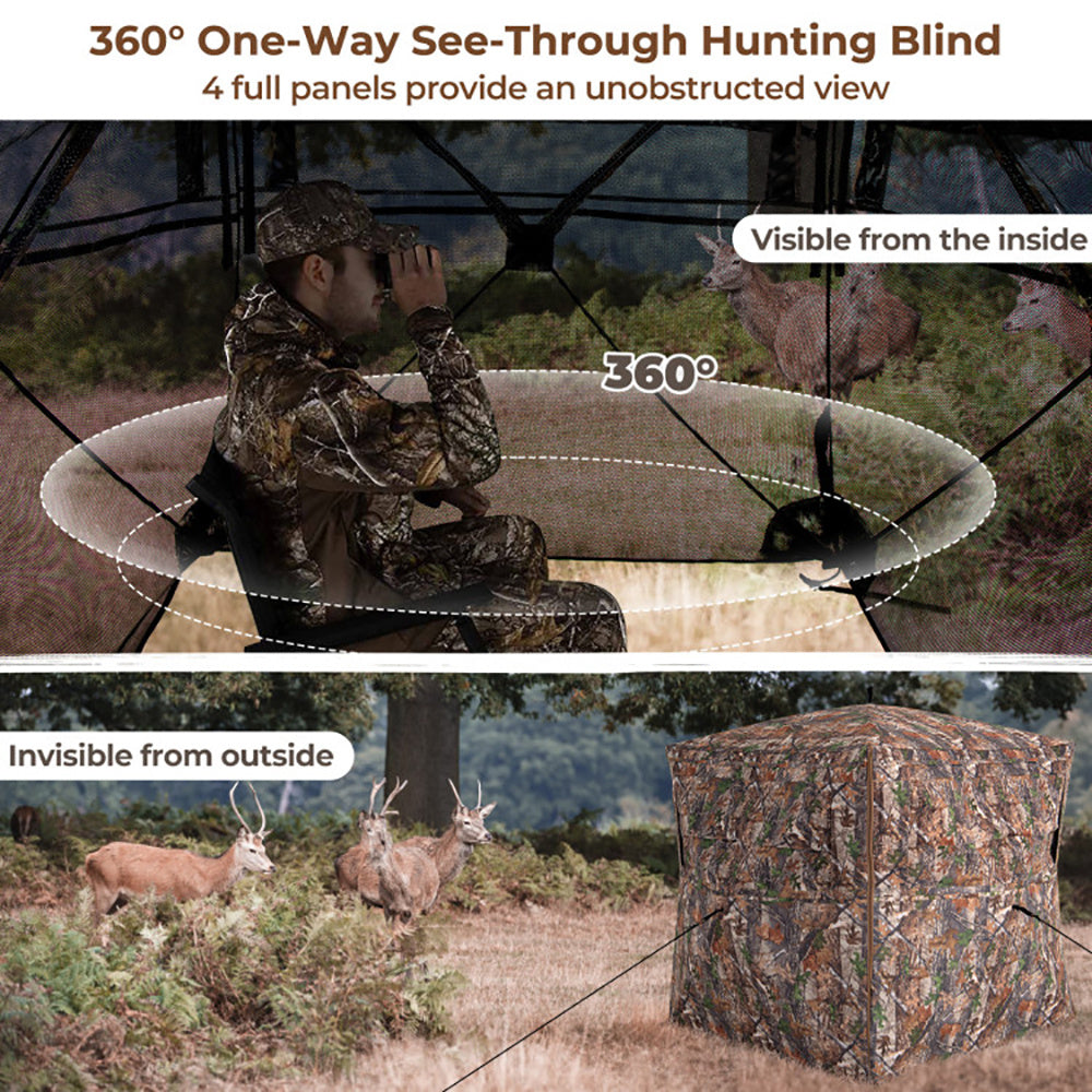 Hunting Blind 360 Degree One-Way See-Through Ground Blind For 2-3 Person
