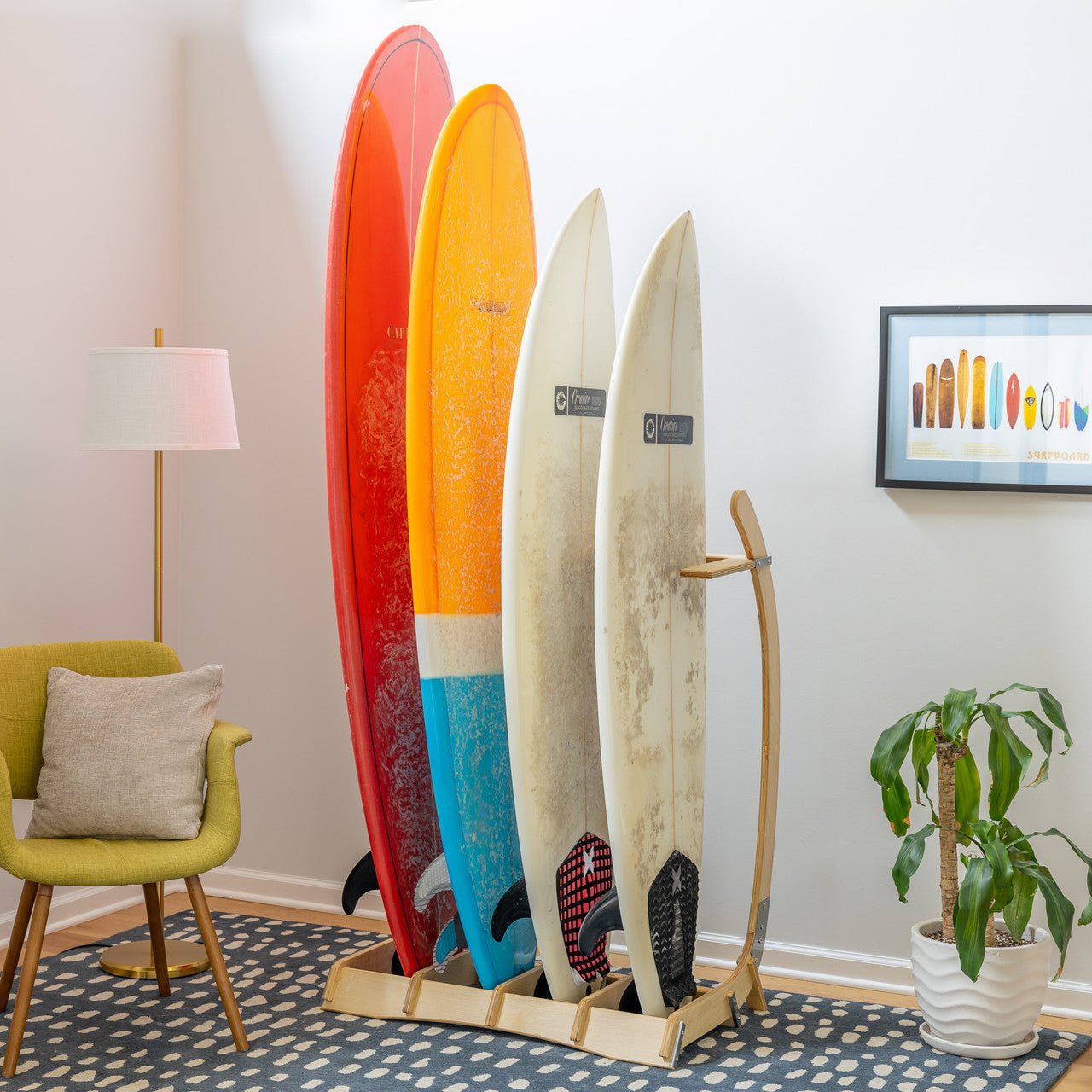 Big Sur Surfboard Storage Wood Stand | Holds 4 Surfboards | Backcountry Sportsman