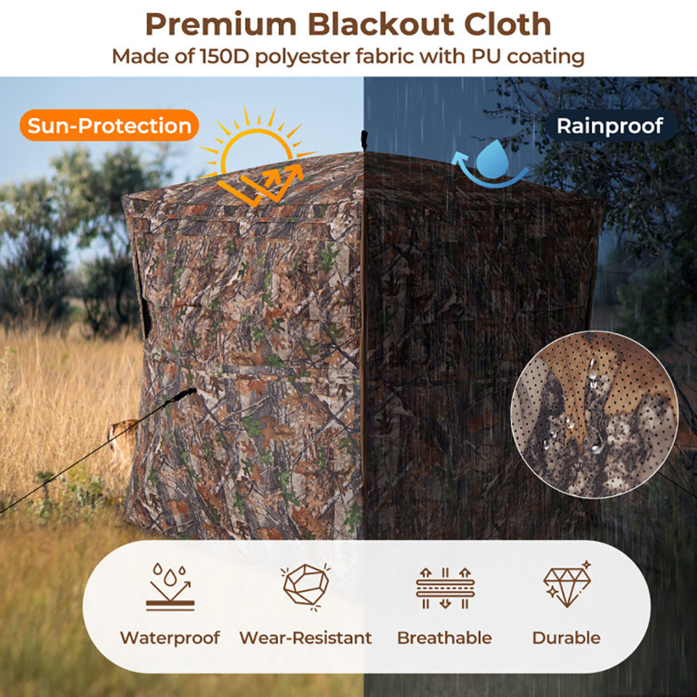 Hunting Blind 360 Degree One-Way See-Through Ground Blind For 2-3 Person