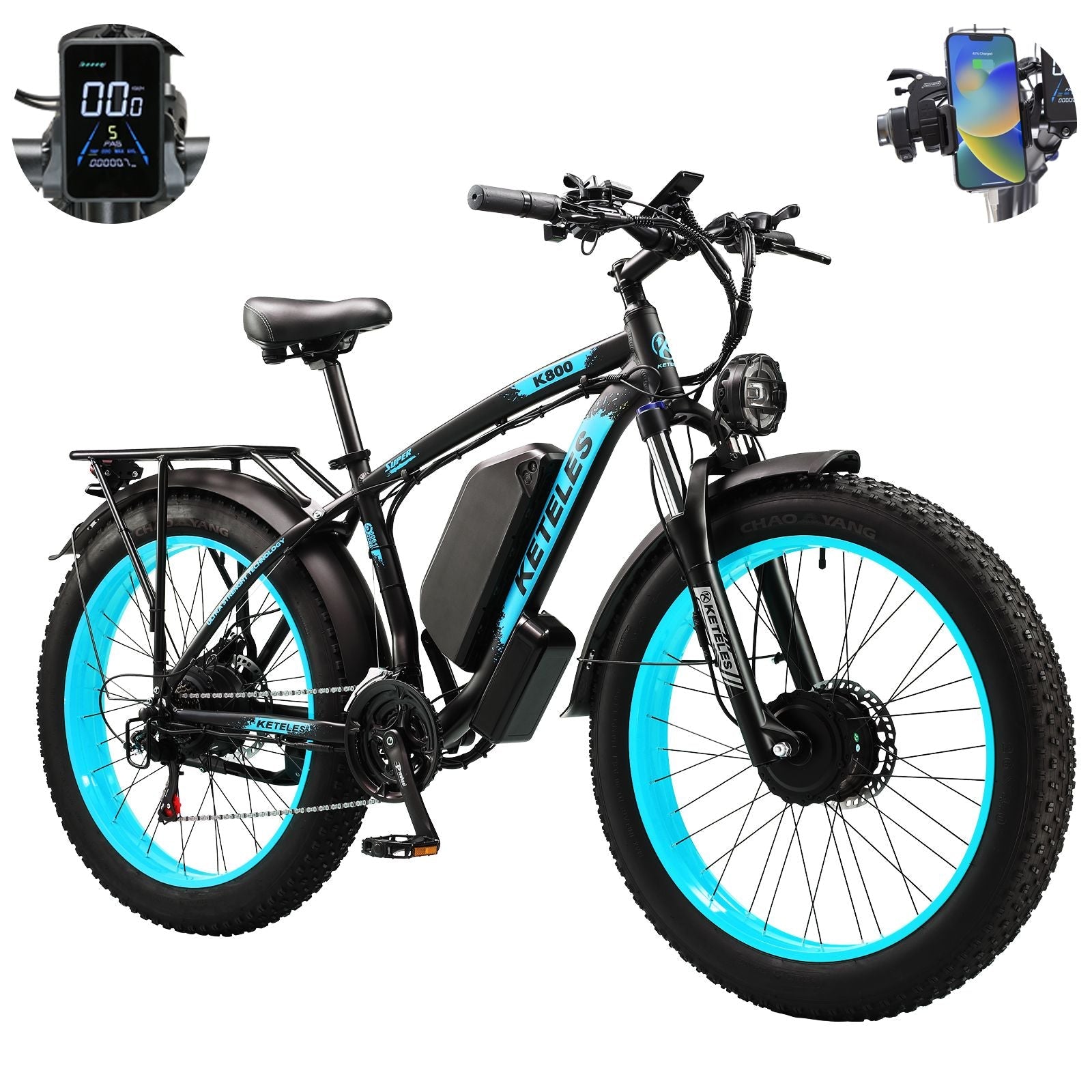 Electric Bike KETELES 48V 23AH Dual Motor 1000W*2 26"*4.0 MTB | Backcountry Sportsman