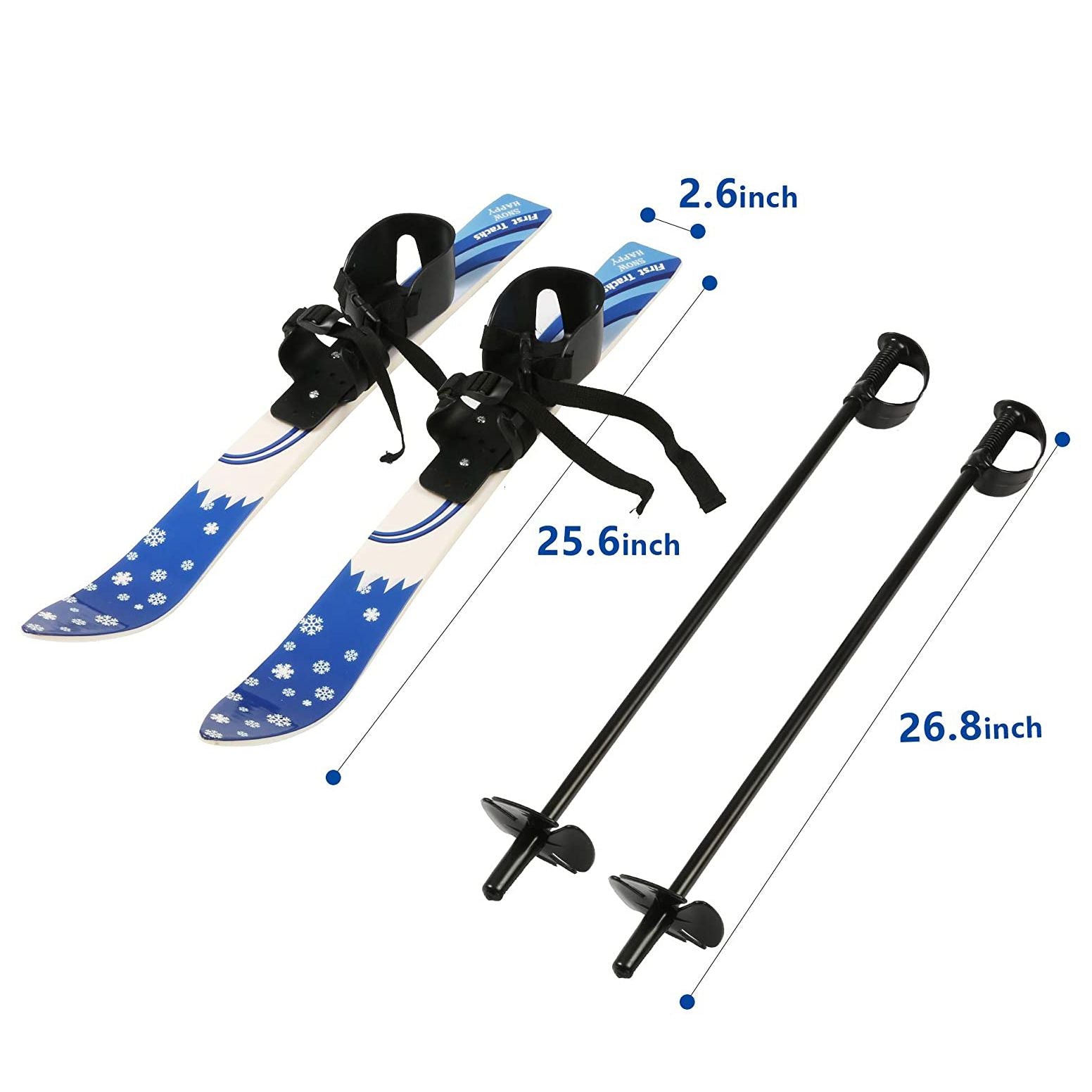 Snow Ski and Pole Set with Bindings 25.6" Ski Boards for Kids Age 2-4 Beginners, Blue | Backcountry Sportsman