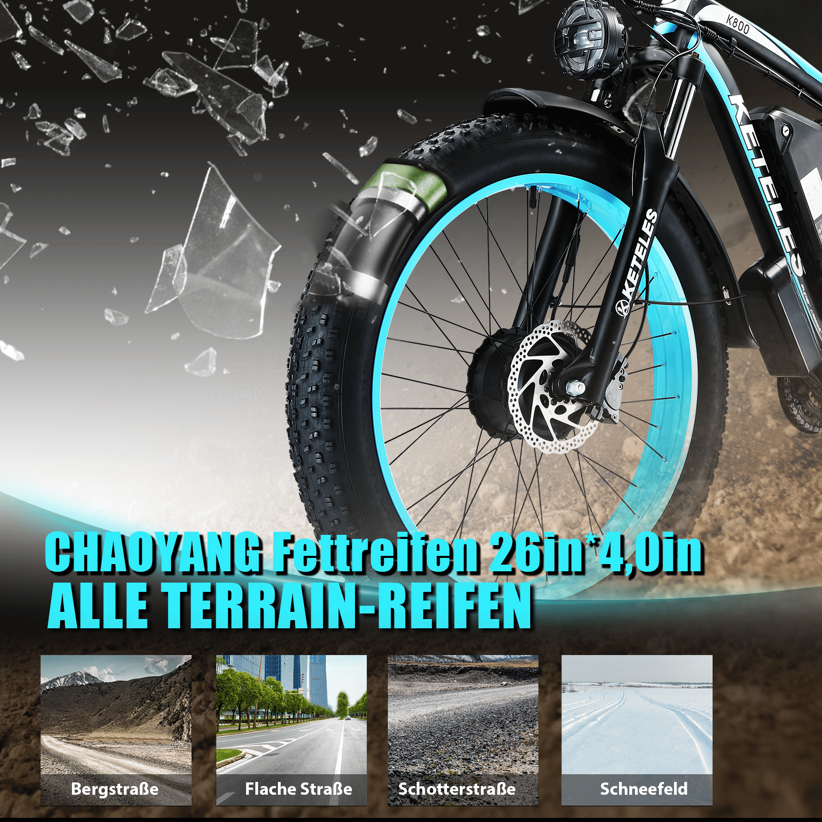 Electric Bike KETELES 48V 23AH Dual Motor 1000W*2 26"*4.0 MTB | Backcountry Sportsman