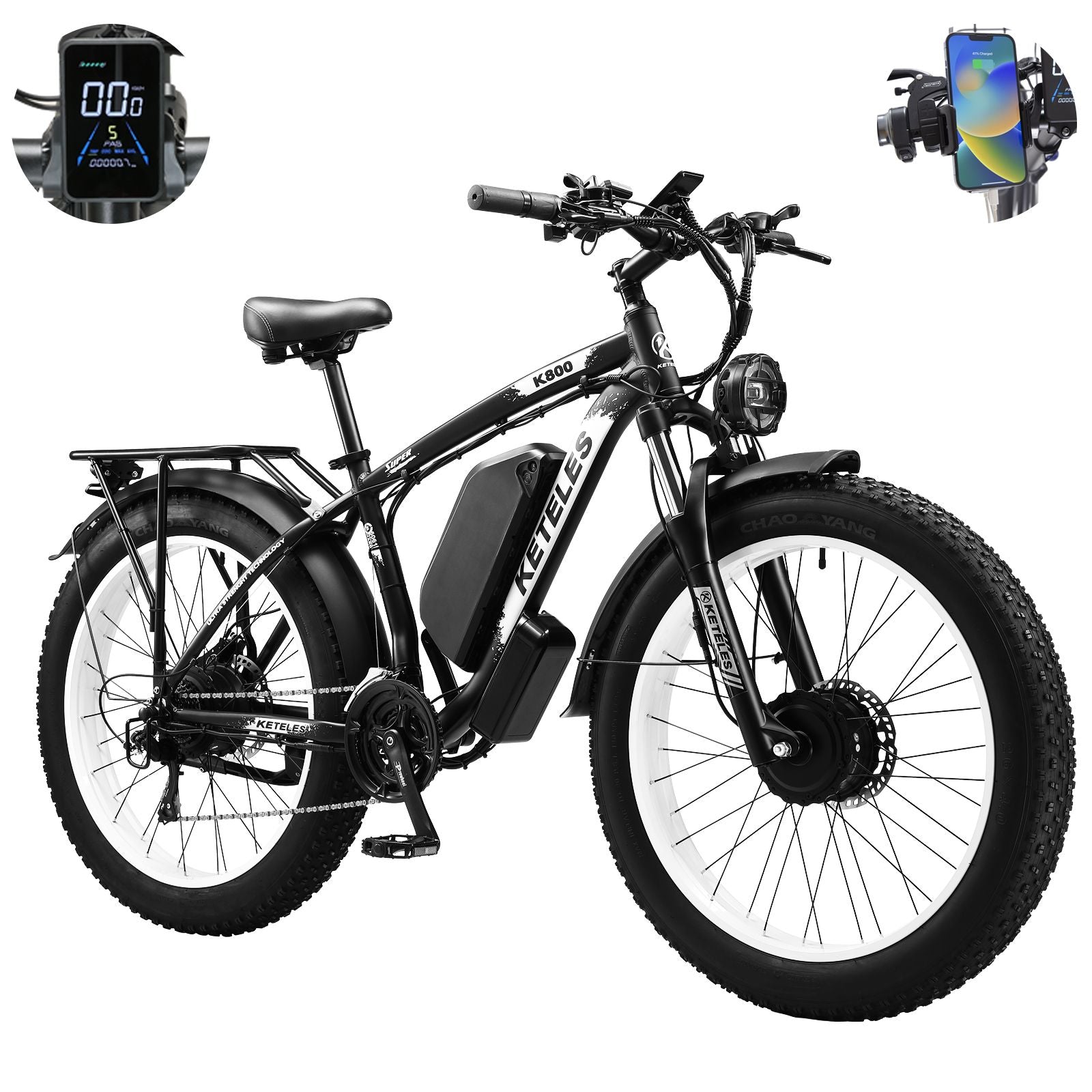 Electric Bike KETELES 48V 23AH Dual Motor 1000W*2 26"*4.0 MTB | Backcountry Sportsman