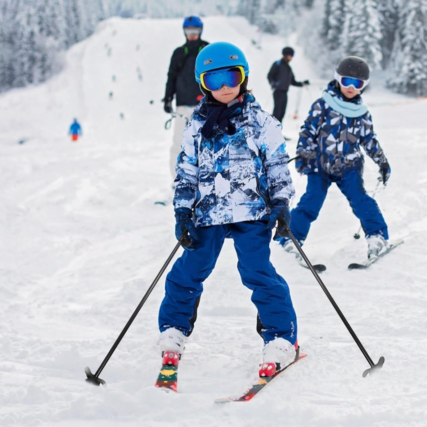 Snow Ski and Pole Set with Bindings 25.6" Ski Boards for Kids Age 2-4 Beginners, Blue | Backcountry Sportsman