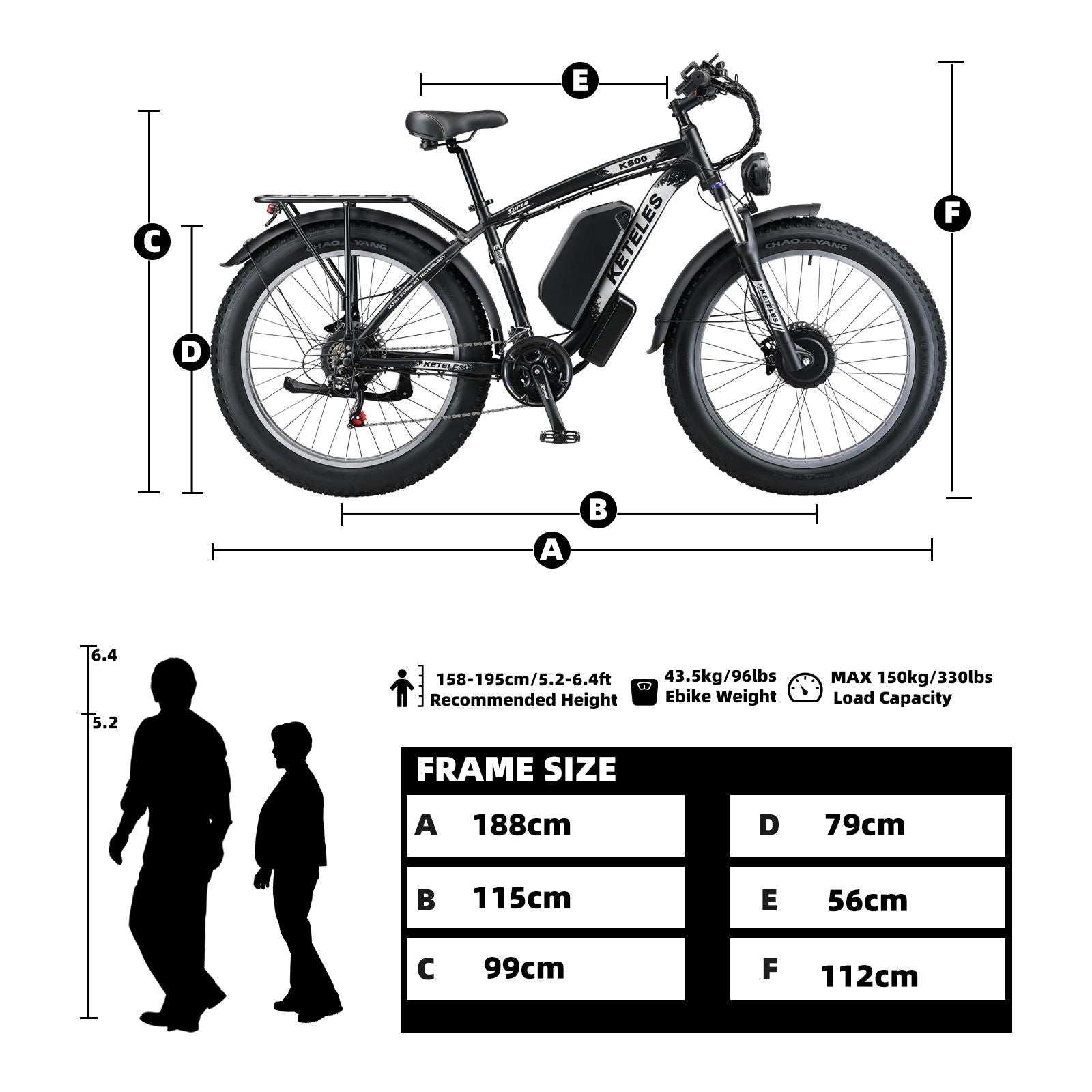 Electric Bike KETELES 48V 23AH Dual Motor 1000W*2 26"*4.0 MTB | Backcountry Sportsman