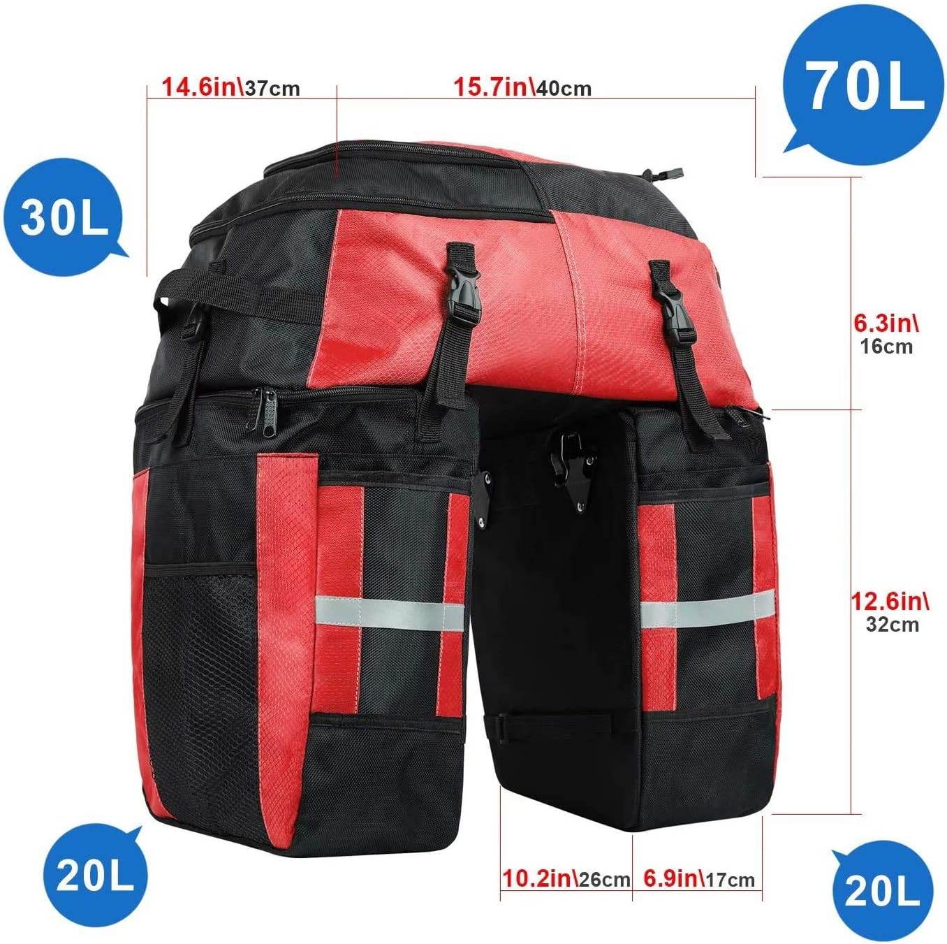 Rhinowalk 3 in 1 Pannier Bag Bicycle Rack Trunks Rear Seat Multifuction Bike Rack Bag 70L | Backcountry Sportsman