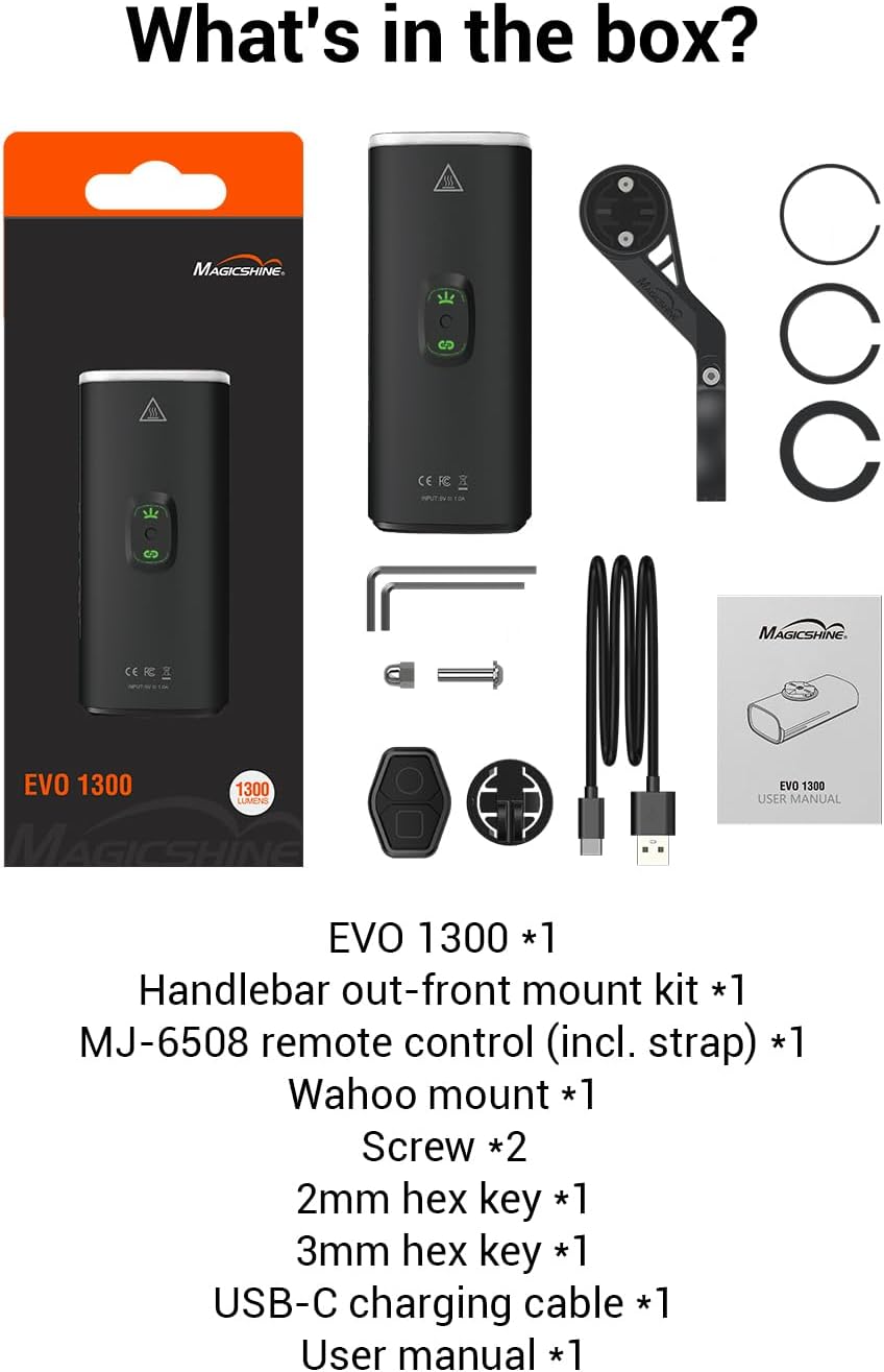 Magicshine EVO 1300 Bike Light with Remote Control, 1300 Lumens Waterproof Bicycle Headlight, USB-C Rechargeable Front Light for Night Riding | Backcountry Sportsman