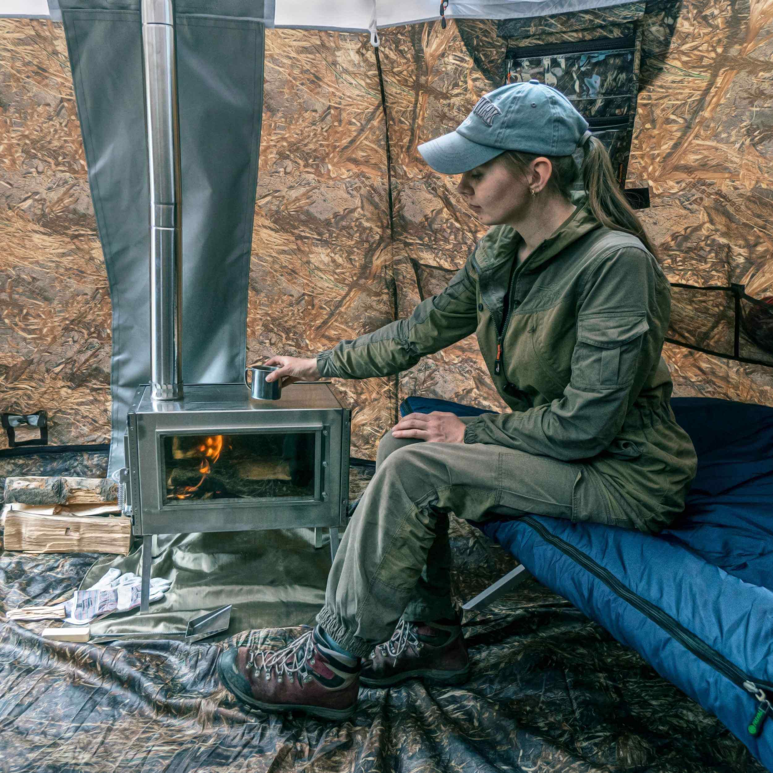 RBM All-Seasons tent  UP-5 for 2-6 person + Wood Stove Caminus M | Backcountry Sportsman