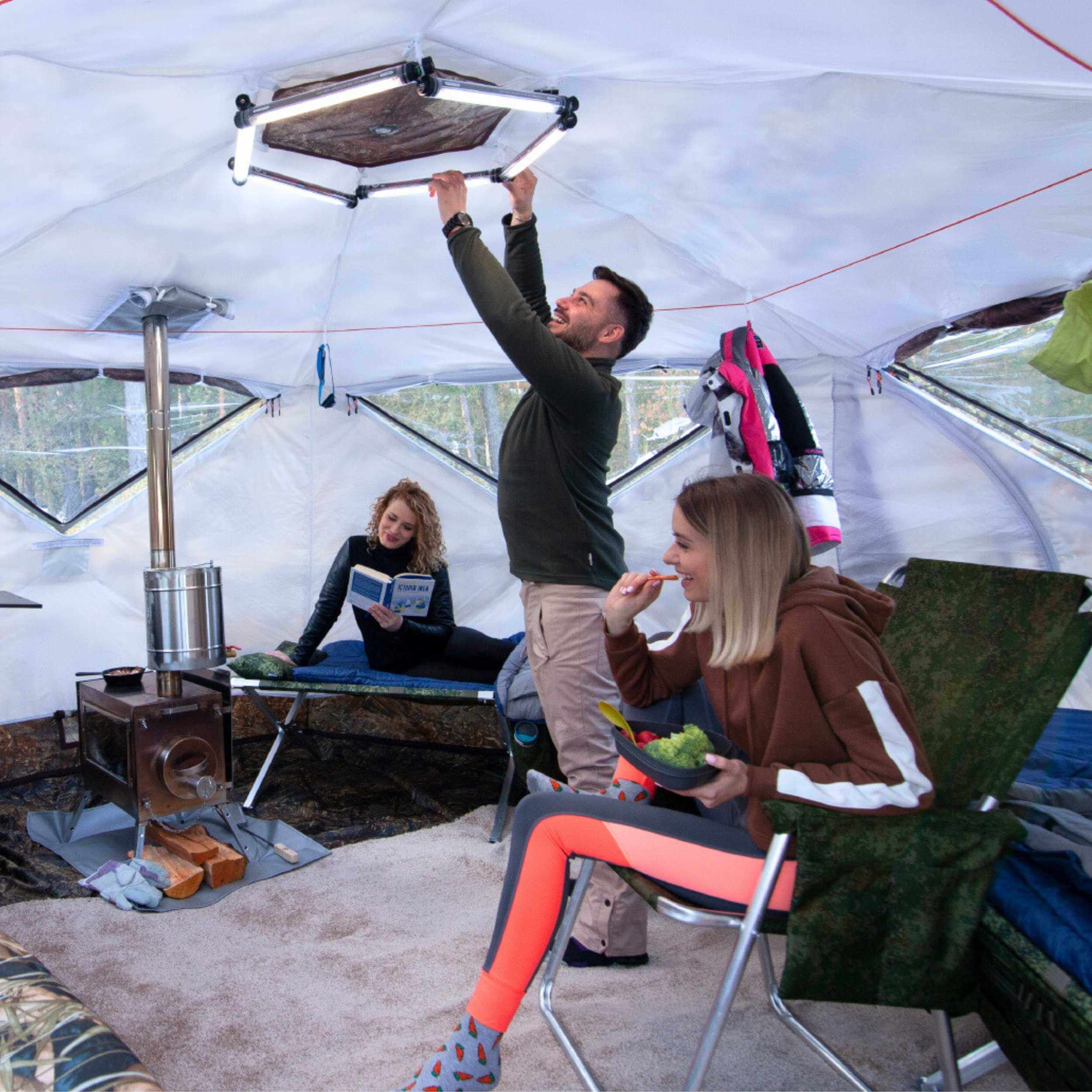 RBM All-Seasons tent  Hexagon for 2-9 person + Wood Stove Caminus M + Three-Layer Floor | Backcountry Sportsman