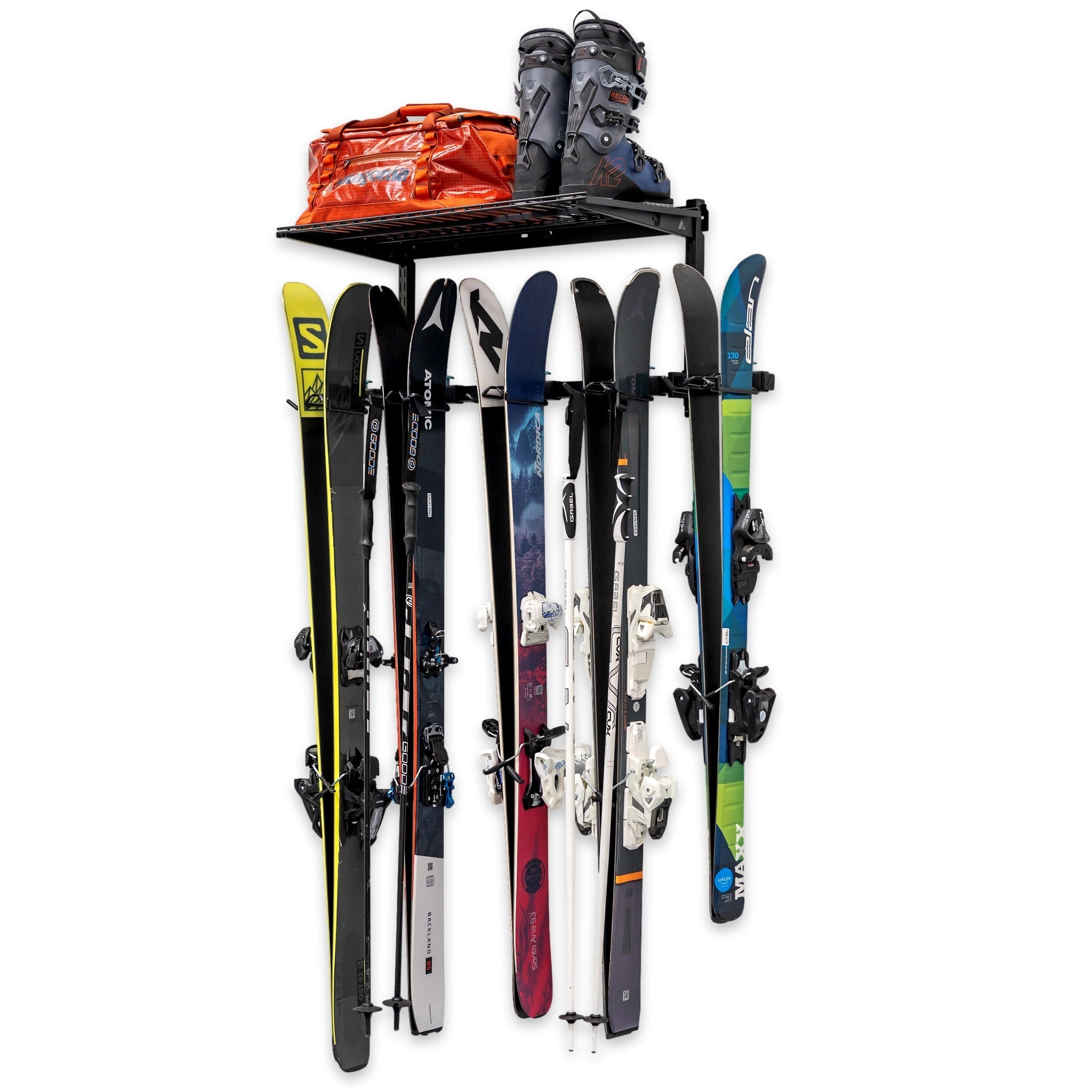 Lone Peak Ski + Shelf | Adjustable Wall Storage System | Holds 5 Pairs of Skis | Backcountry Sportsman