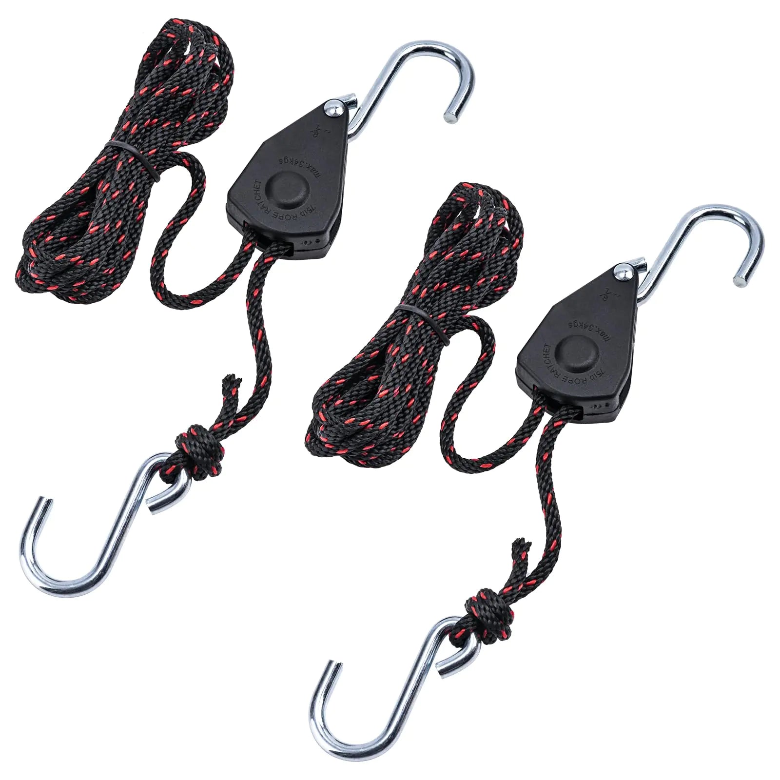 CHANGE MOORE Kayak Tie Down Straps 1/8 x 7.9 ft Rope Ratchet PulleyAdjustable Canoe Tie Down Straps Kayak Straps for Roof Racks 150Lbs Tie Down Straps for Kayak and Canoe Accessories 2 Pcs