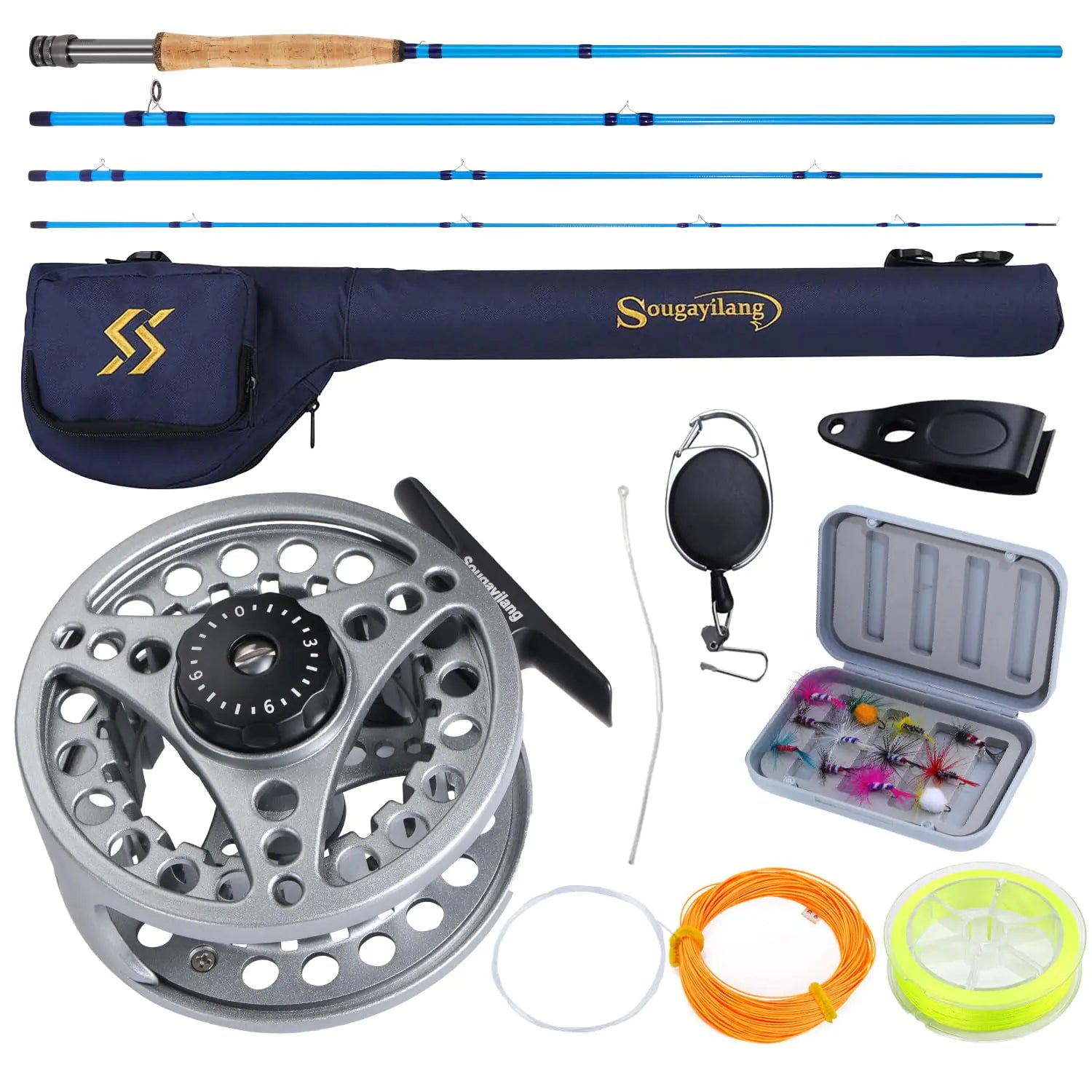 Sougayilang Fly Fishing Rod Reel Combo 4-Piece Fly Rod and Aluminum Alloy Reel Complete Starter Package with Rod Bag-Silver-#5 | Backcountry Sportsman