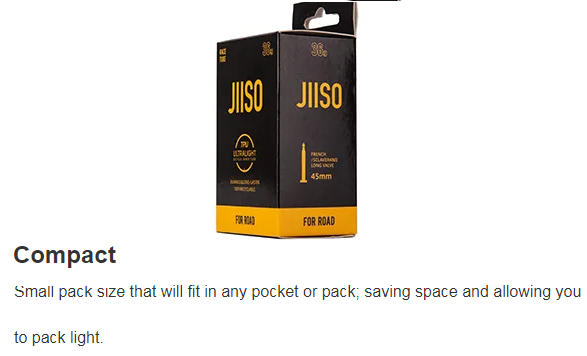 JIISO Ultralight 36g Road Bike 700x18/32C TPU Inner Tube 45/65/80mm French Valve | Backcountry Sportsman