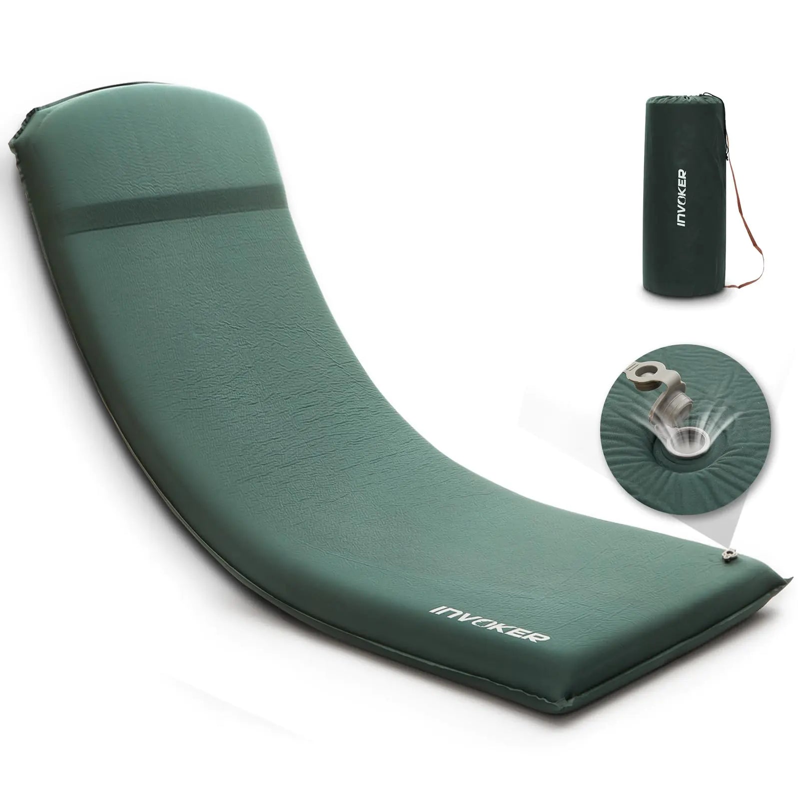 INVOKER Camping Sleeping Pad – 3.1 inch UltraThick Elasticity Foam Self-Inflating Insulated Durable Camping Mat Air Mattress with Pillow for Tent Car Camping Traveling Green | Backcountry Sportsman