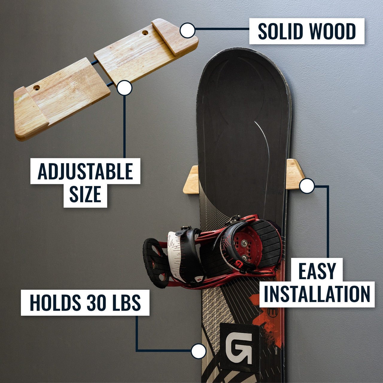 Taos Snowboard Storage | Minimalist Wood Display Rack | Backcountry Sportsman
