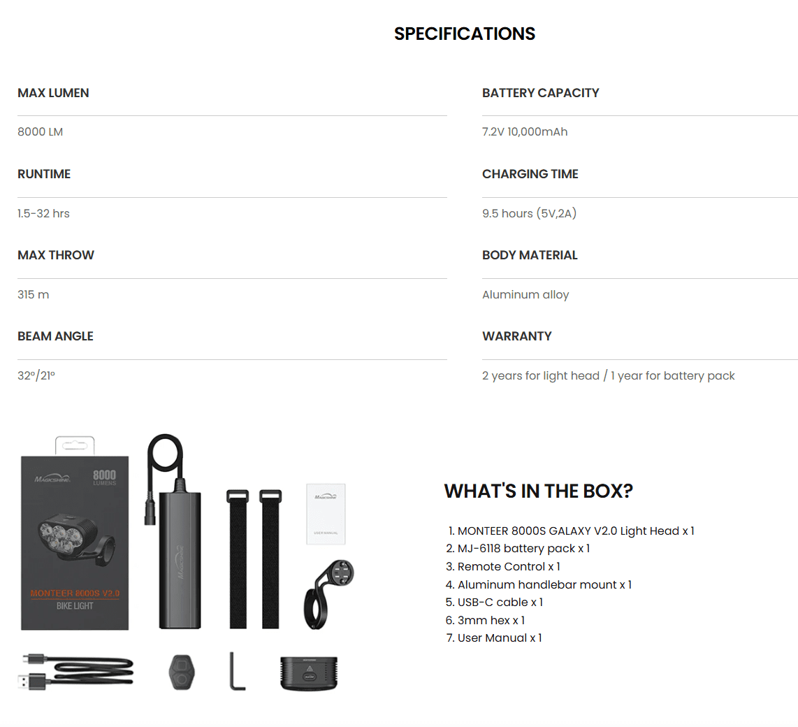 MONTEER 8000S GALAXY V2.0 Remote MTB Light | Backcountry Sportsman