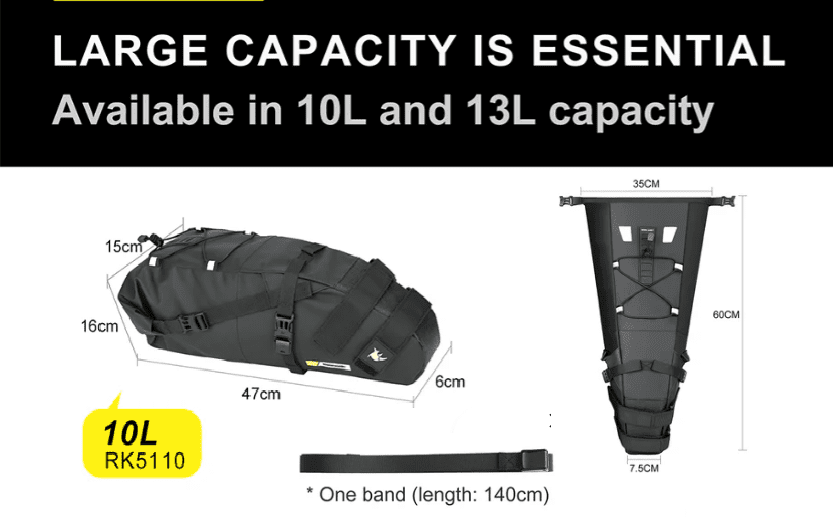Rhinowalk 10L Saddle Bag with Waterproof Line Under Seat Storage for Biking-RK5100 | Backcountry Sportsman