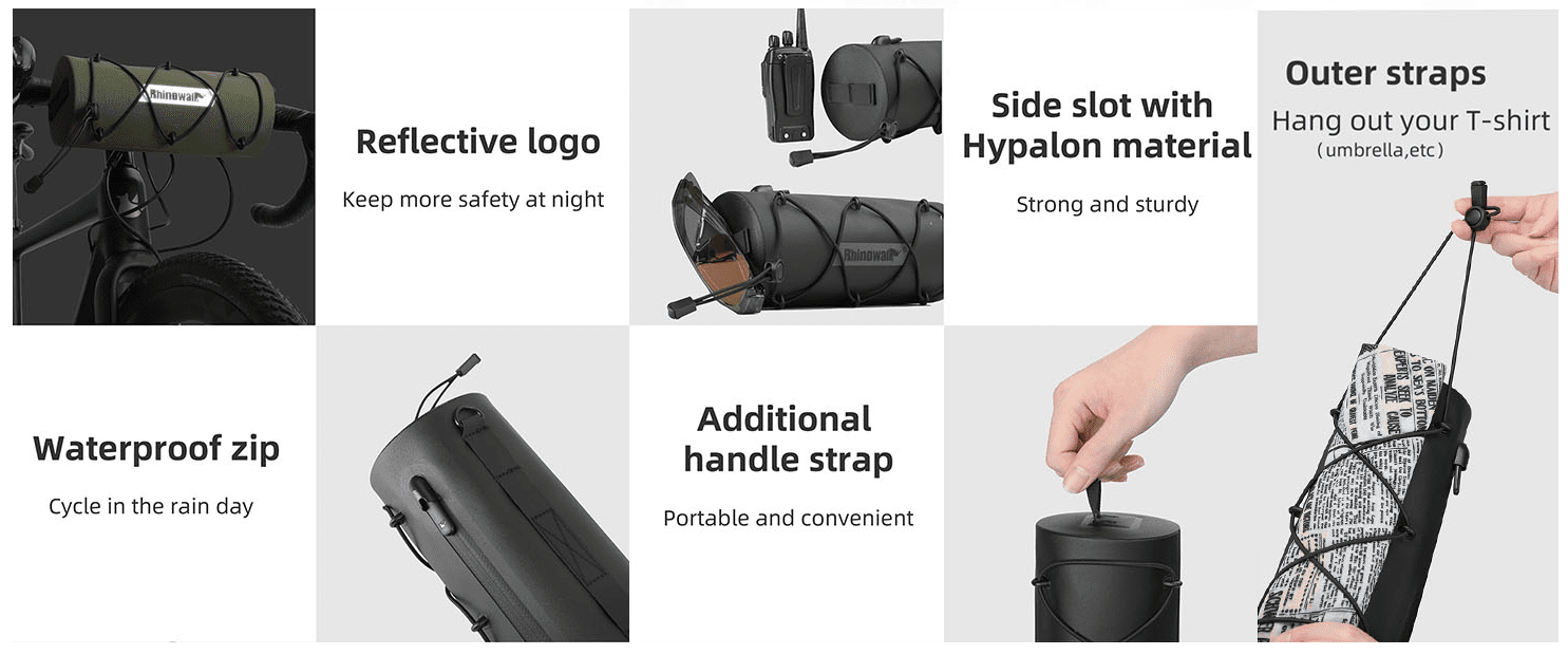 Rhinowalk Waterproof Handlebar Bag RK9109-1.9L, Front Bag Storage Bag with Shoulder Strap