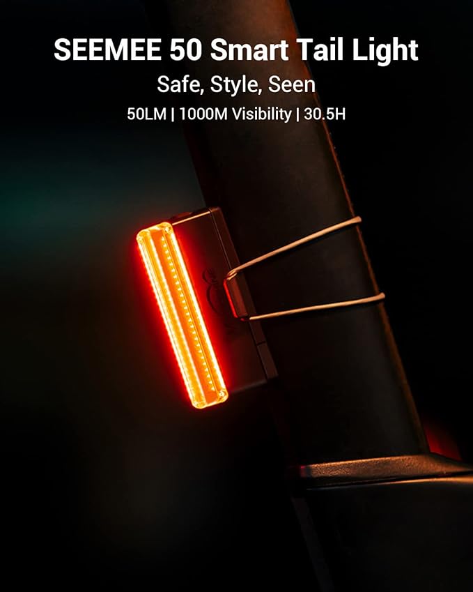 Magicshine Tail Light SEEMEE 50 V2.0, Rear Bike Light with USB C Rechargeable, 50 Lumen IPX6 Waterproof Bicycle Tail Lights for Night Riding, Smart Cycling Safety Bike Taillights | Backcountry Sportsman