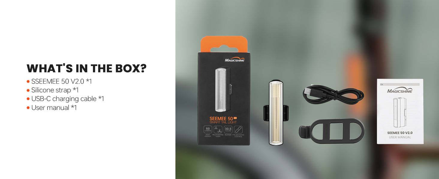 Magicshine Tail Light SEEMEE 50 V2.0, Rear Bike Light with USB C Rechargeable, 50 Lumen IPX6 Waterproof Bicycle Tail Lights for Night Riding, Smart Cycling Safety Bike Taillights | Backcountry Sportsman