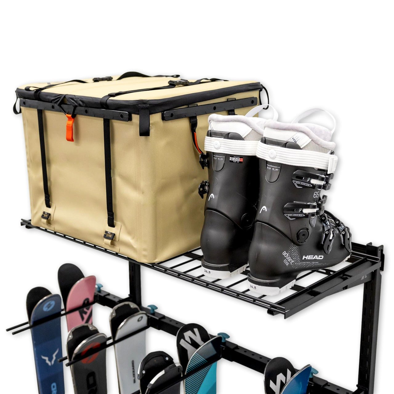 Solitude Ski + Shelf | Adjustable Wall Storage System | Holds 10 Pairs of Skis | Backcountry Sportsman