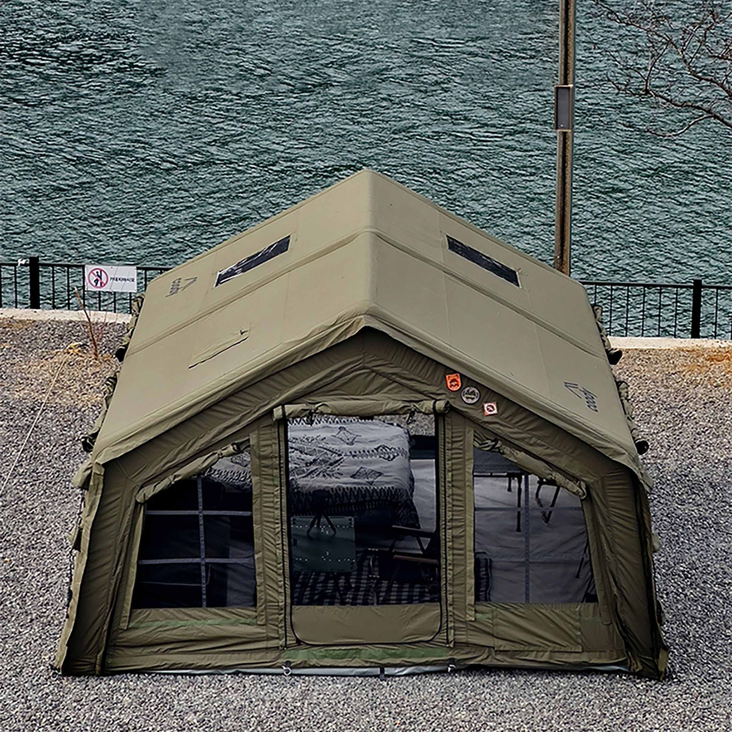 Coody 17.2 | RBM Outdoors (Koala 7) Forest Green + Stove Caminus M - Inflatable Tents with Stove