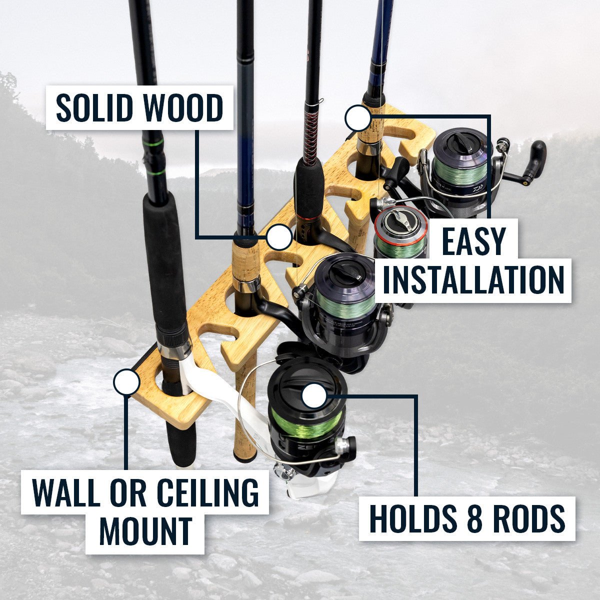 Stillwater Fishing Pole Storage Rack | Holds up to 8 Rods | Backcountry Sportsman