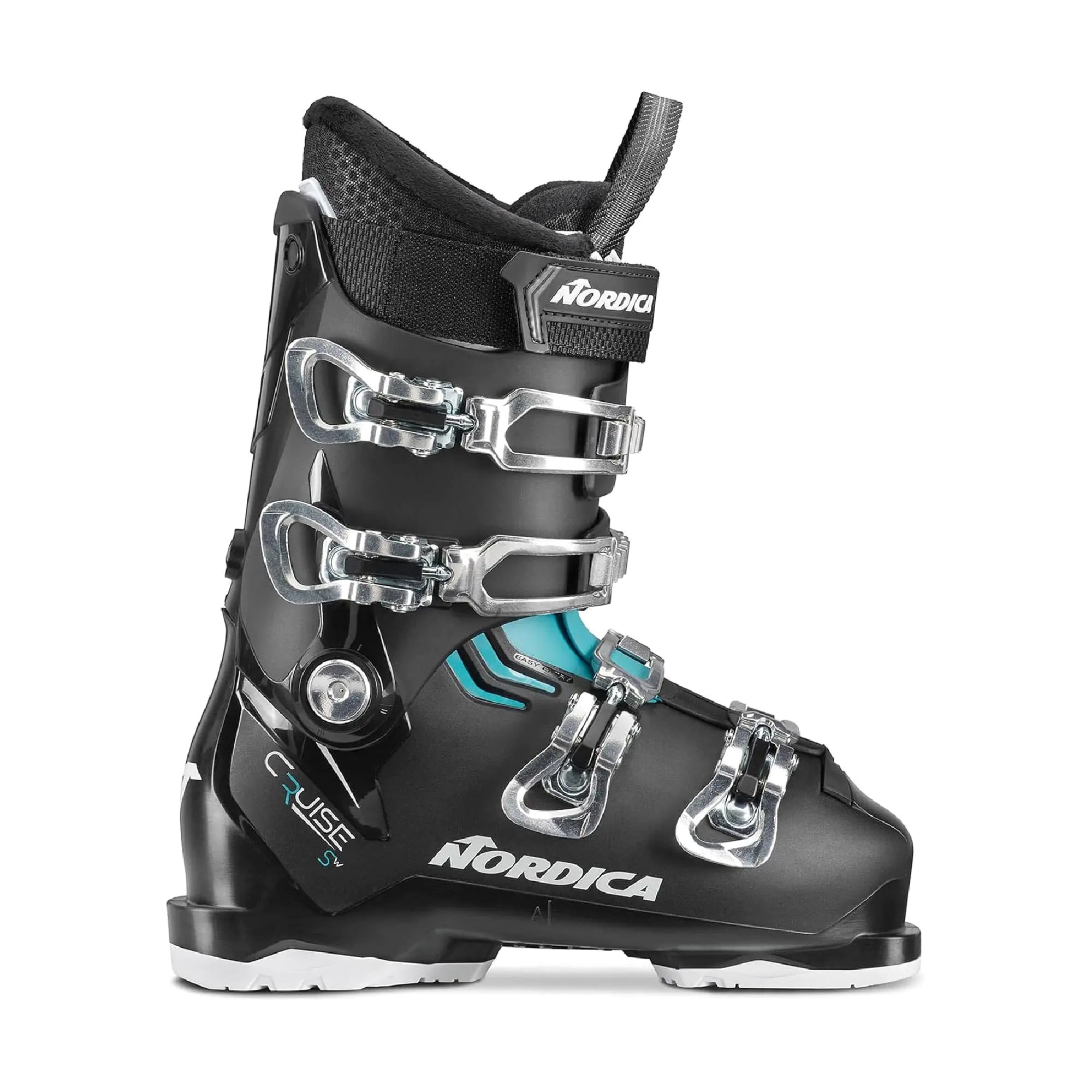 NORDICA Womens The Cruise S W Ski Boots - Adult Winter Sports Downhill Alpine Ski Boots for Beginner and Intermediate Skiers Black/Light Blue/White 23.5 | Backcountry Sportsman